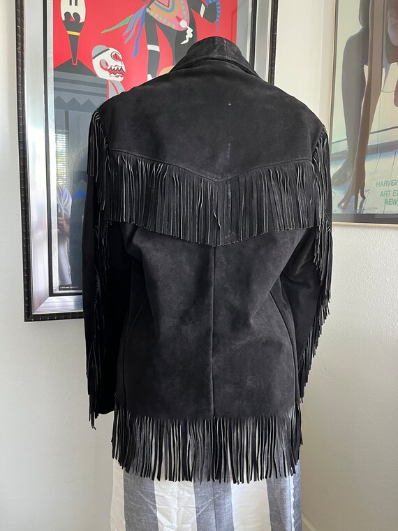 Vintage 1960s Excelled Black Fringe Suede Jacket … - image 2
