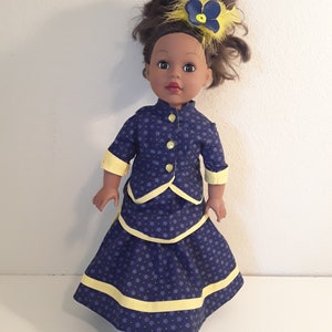 18 Inch Mädchen Puppe 19th Century Tournüre Kleid #372