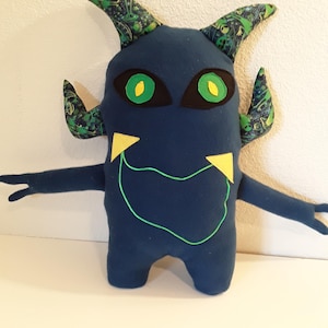 Blue space alien monster pillow plush