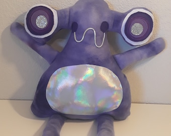 Purple space alien monster plush pillow
