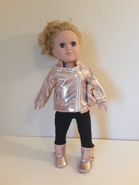 18 inch Girl Doll Pink Sparkle Motorcycle Jacket #417