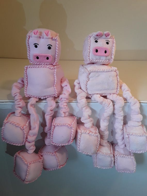 ピンクの四角いブタのぬいぐるみ - Etsy 日本