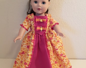 Muñeca de 18 pulgadas con vestido histórico de Outlander del siglo XVIII n.° 381