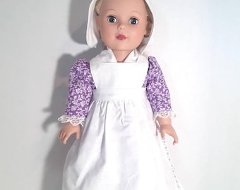 18 Inch Girl Doll  Regency Gown Dress an Apron  #306