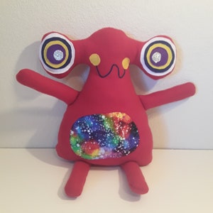 Red space alien monster plush pillow