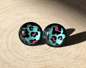 Leopard Print Stud Earrings, Cheetah Print Stud Earrings, Animal Print Stud Earrings