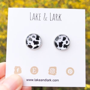 Cow Print Stud Earrings, Farmer Jewelry, Farmer gift, mothers day gift