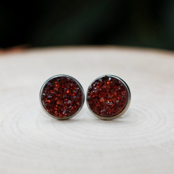 Maroon Fall Stud Earrings, Autumn earrings, Fall Jewelry