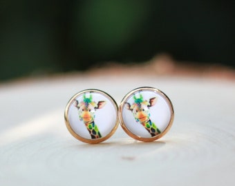 Giraffe Stud Earrings, Animal jewelry, Zookeeper gifts, giraffe gifts
