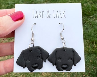 Black Lab Dog Earrings, Dog Mom Gift, Labrador Retriever Jewelry, Black Dog Earrings,