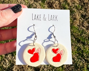 Valentine Heart Cookie Earrings, Polymer Clay Jewelry, Food Jewelry, Gift for Baker