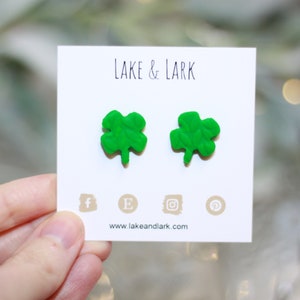 Shamrock Stud Earrings, Polymer Clay Jewelry, Polymer Clay Earrings, St. Patrick&#39;s Day earrings