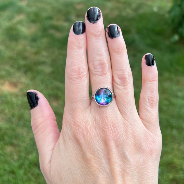 Galaxy Ring, Adjustable Silver Ring, Galaxy Jewelry, Celestial Gifts