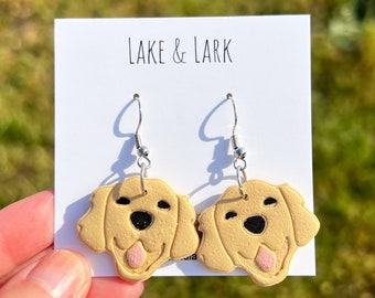 Golden Retriever Dog Earrings, Dog Mom Gift, Fluffy Blonde Dog Jewelry