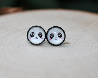 Panda Bear Stud Earrings, Animal jewelry, Zookeeper gifts