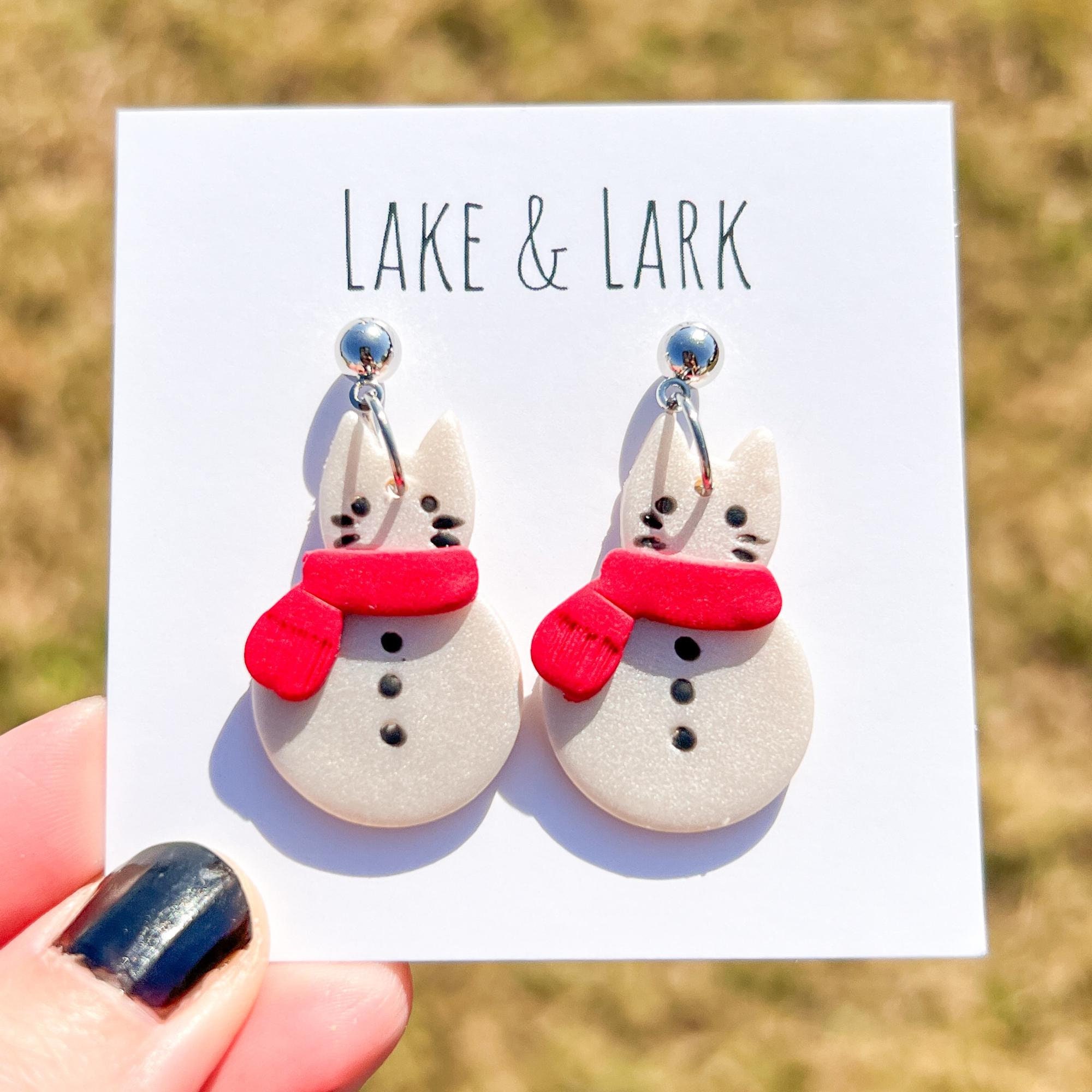 Cat Snowman Clay Earrings
