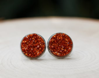 Burnt Orange Fall Stud Earrings, Autumn earrings, Fall Jewelry