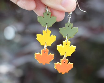 Fall Leaves Earrings, Polymer Clay Earrings, Autumn Statement Earrings, Lightweight Earrings