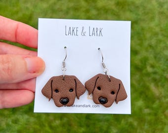 Chocolate Lab Dog Earrings, Dog Mom Gift, Labrador Retriever Jewelry, Brown Dog Earrings,