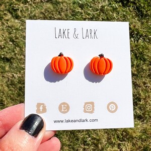 Tiny Fall Pumpkin Stud Earrings, Polymer Clay Jewelry, Autumn Stud Earrings