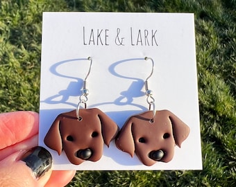 Chocolate Lab Dog Earrings, Dog Mom Gift, Labrador Retriever Jewelry, Brown Dog Earrings,