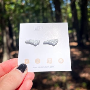 Silver North Carolina Stud Earrings, North Carolina gifts, North Carolina Jewelry, Polymer Clay Earrings