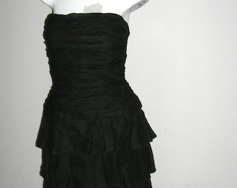 Vintage A.J. Bari Ruched Ruffled Bustier Cocktail Dress