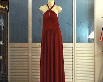 Vintage BCBG Max Azria Ruched Halter Dress Formal Gown Maxi Dress