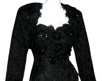 Vintage Couture Beaded Lace Sequin Brocade Bustier Dress & Bolero Jacket