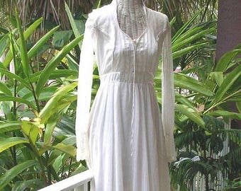 Vintage Gunne Sax Corset Dress Prairie Wedding Dress Hippie Folk Maxi Gown