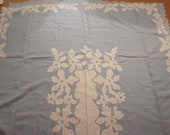 Vintage Madeira Linen Cutwork Floral Tablecloth Napkins Set