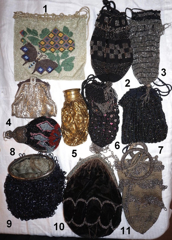 Antique Vintage Beaded Purse Handbag Lot Whiting M
