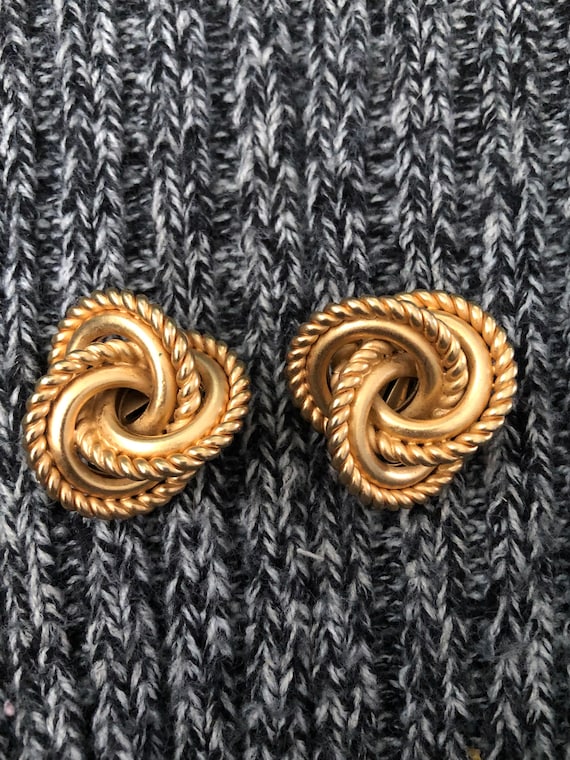 Vintage 90s Infinity Knot Earrings, Vintage Triple