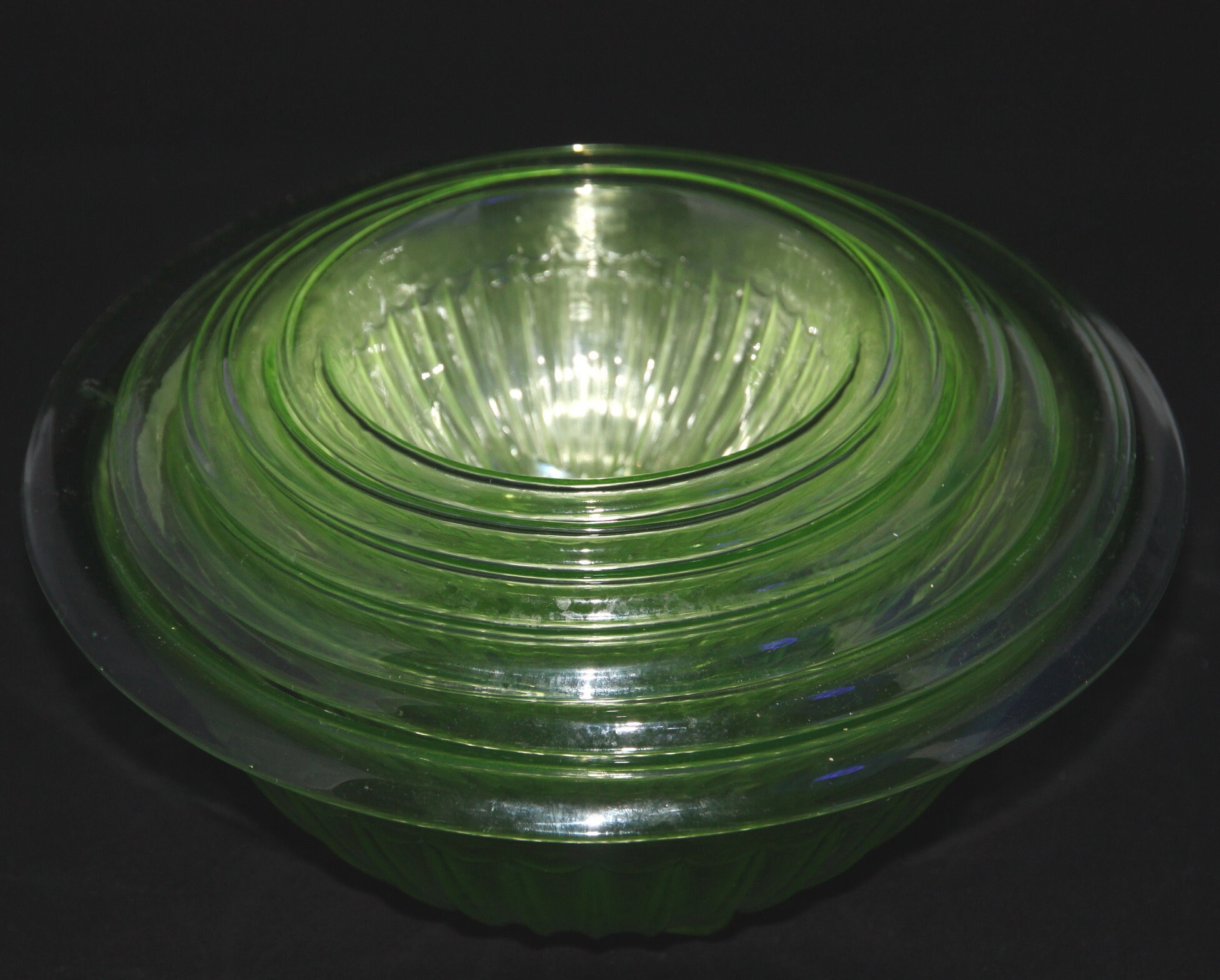 Vintage Uranium Vaseline Depression Glass Mixing Bowl SET Etsy