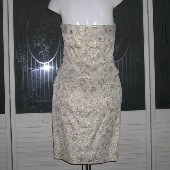 Vintage Couture Gold Lame Skirt Bustier Jacket Br… - image 9