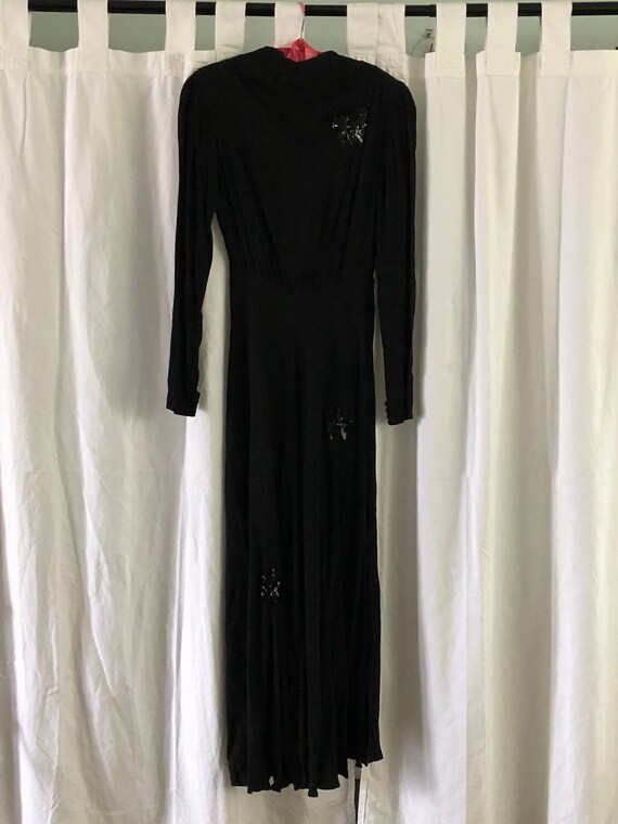 MUSEUM BUY 30s Vintage Black Crepe Full Sweep Gown Sequin | Etsy