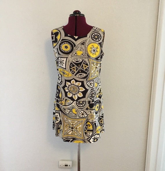 Vintage 60s Op ART GRAPHIC Culotte Shorts Dress Ro