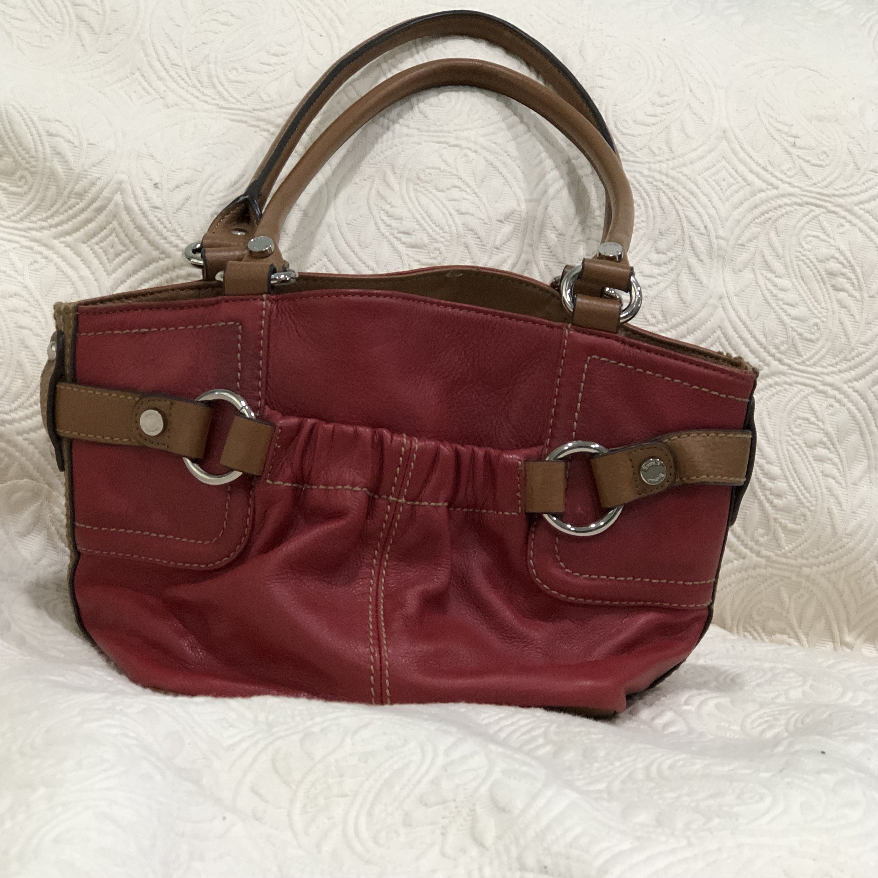 Vintage Tignanello Leather Handbag Purse Red Leather Shoulder Bag