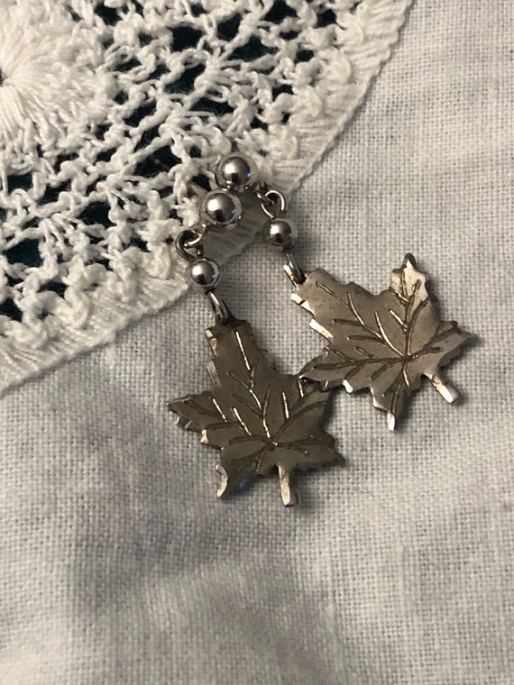 Vintage  Sterling Maple Leaf Earrings