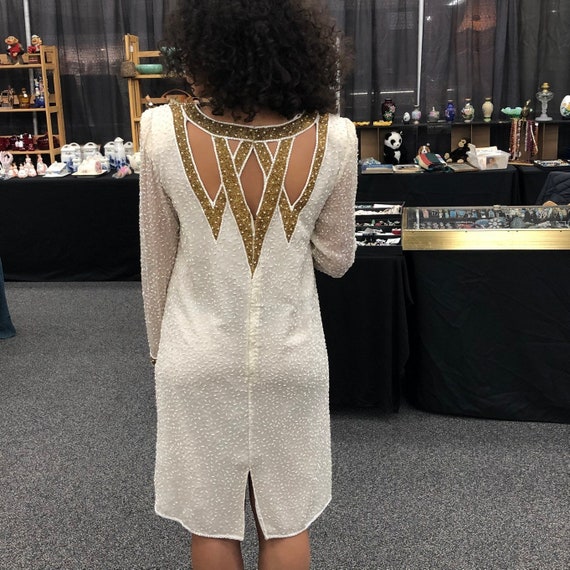 Vintage SCALA Art Deco Style Beaded Cut Out Back Formal Dress - Etsy