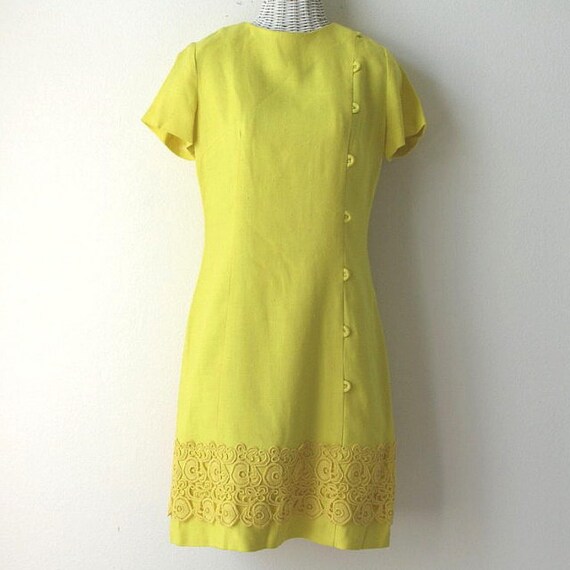 Mod Vintage Carol Craig 60s Linen Lace Dress