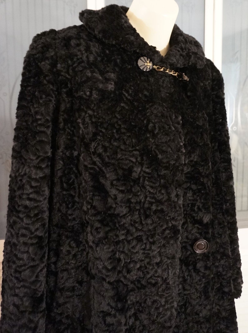 SALE Vintage Black Curly Mohair Fur Swing Coat ALASKAN KURL Etsy