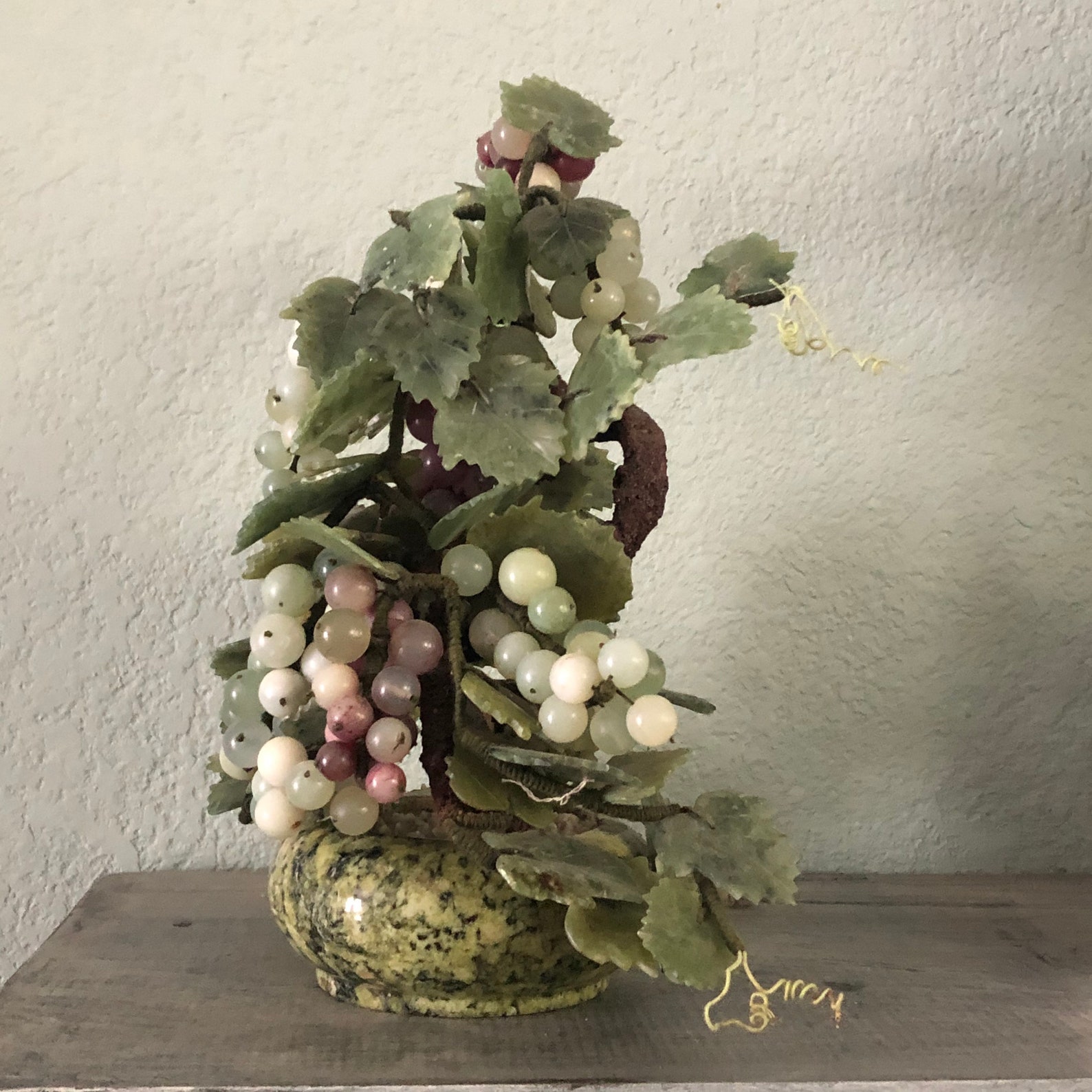 Antique Qing Oriental Asian Carved Jade Grapevine Tree With Jade Vase Planter Etsy