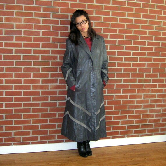 Vintage 70s the Tannery Chevron Leather Suede Coat, Mod 70s 