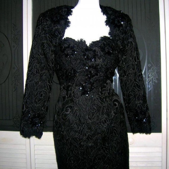 Vintage Couture Beaded Lace Sequin Brocade Bustie… - image 3