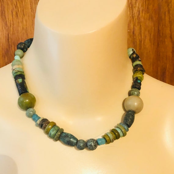 Vintage Chunky Sterling Turquoise Bead Choker Nec… - image 2