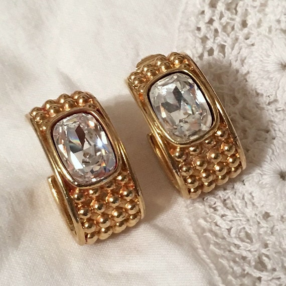 Vintage 80s Swarovski S.A.L. Rhinestone Earrings - image 2