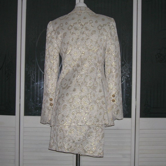 Vintage Couture Gold Lame Skirt Bustier Jacket Br… - image 3