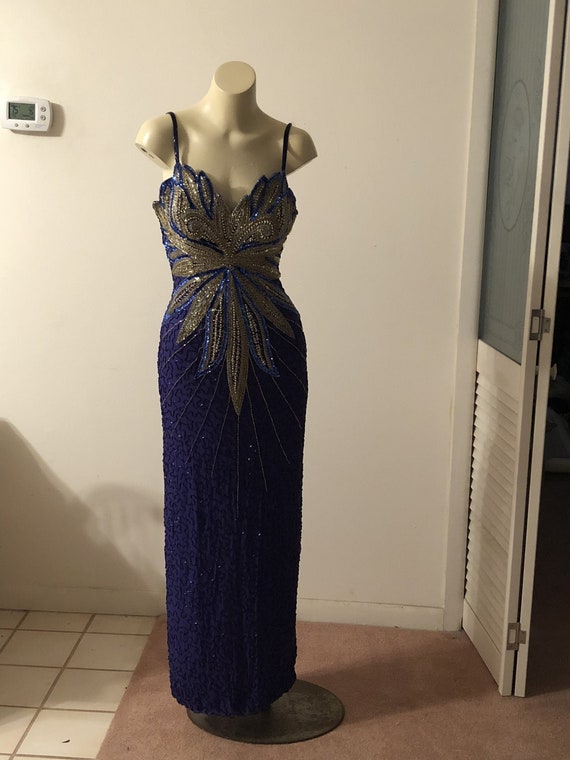 Gorgeous 1970s Rare Ted Lapidus Formal Beaded Maxi