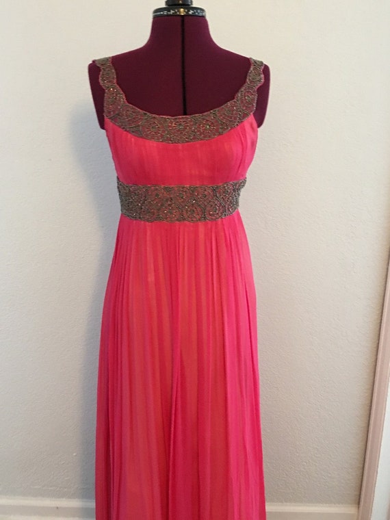 Vintage Papell Boutique Beaded Silk Maxi Dress Prom Gown Etsy
